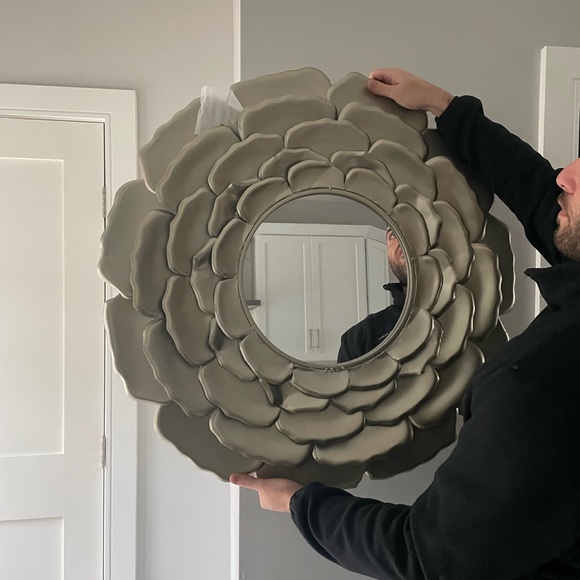 Round Metal Wall Mirror- Champagne color